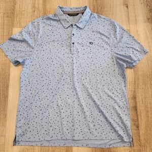 7 Diamonds Performance Polo Shirt Mens XXL Blue Floral Pima Cotton Stretch